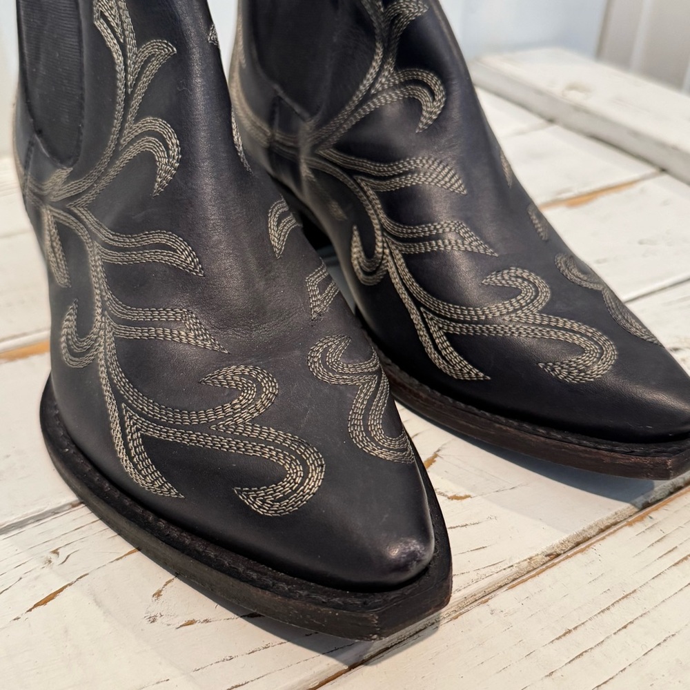 Free People Wayward Western Black Ankle Boots - Picture 3 of 12